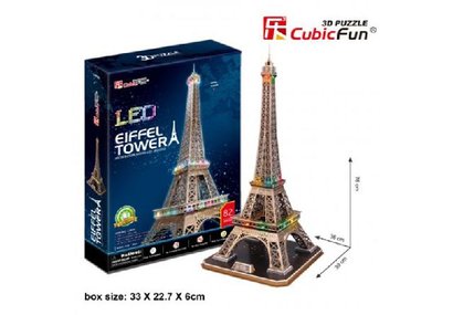 CubicFun 3D puzzle svtc Eiffelova v 82 ks LED