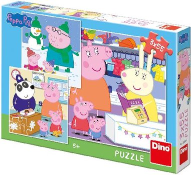Puzzle 3 x 55 dlk Peppa pig:vesel odpoledne / prastko 18 x 18 cm