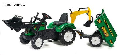 FALK lapac traktor 2082Z Ranch Trac s nakladaem, vlekou a rypadlem zelen 3-7let