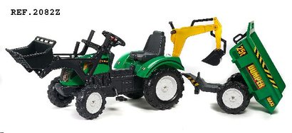 FALK lapac traktor 2082Z Ranch Trac s nakladaem, vlekou a rypadlem zelen 3-7let