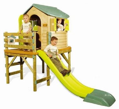 SMOBY Devn hrac centrum: plastov domek se skluzavkou zahradn / venkovn domeek