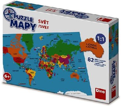 Puzzle Mapy svt 82 dlk ve tvaru zem svta