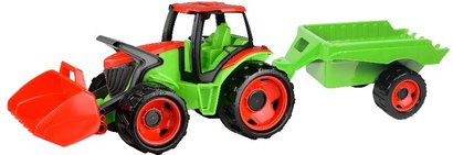 Lena Traktor se lc a s vozkem, erveno zelen Giga truck