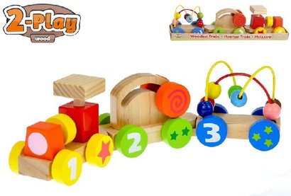 Vlek s vagonky 34cm devn, labyrint 18M+