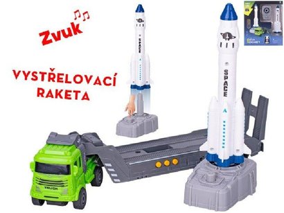 Auto nkladn 30cm na setrvank na baterie se zvukem + raketa 16,5cm s vystelovaem