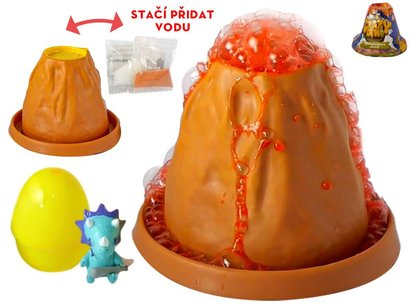 Crazy Dino sopka 10cm s lvou, vejcem a dinosaurem ve flii