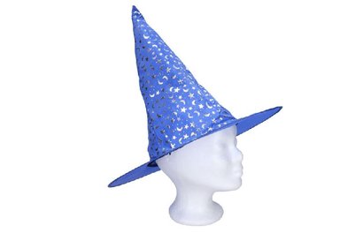 Čarodějnický klobouk modrý 35x36 cm na karneval
