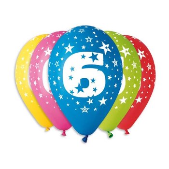 Balnky pastel 30 cm potisk slo 6 narozeninov 5 ks, nafukovac