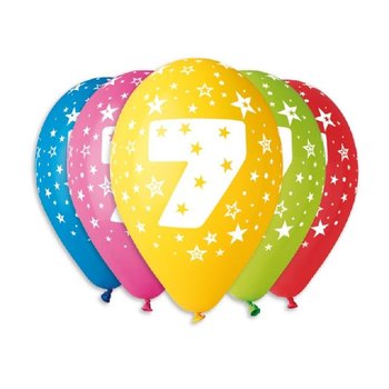 Balnky pastel 30 cm potisk slo 7 narozeninov 5 ks, nafukovac