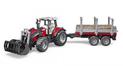 Bruder 02046 Traktor Massey Ferguson 7480 s pvsem na devo, 1:16