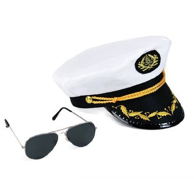 Čepice kapitán námořník s brýlemi na karneval
