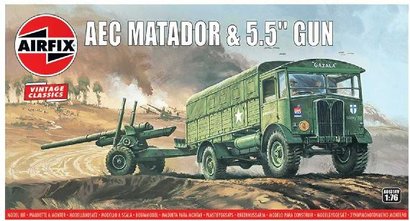 * Airfix Classic Kit VINTAGE A01314V AEC Matador &amp; 5.5  Gun  1:76
