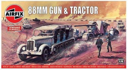 * Airfix Classic Kit VINTAGE military A02303V - 88mm Flak Gun &amp; Tractor  1:76