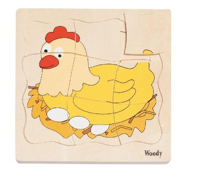 * Devn puzzle na desce Vvoj slepice