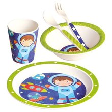 Dětské nádobí z bambusu, set, 5 dílů, Kosmonaut