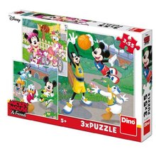 Puzzle Mickey a Minnie sportovci 3 x 55