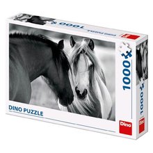 Dino Černobílí koně 1000 dílků Puzzle 66 x 47 cm