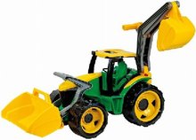 Traktor se lžící a bagrem 107cm zeleny se žlutou Lena