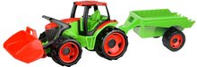 Giga truck traktor se lžící a vozíkem, červeno zelený