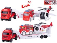 Auto nkladn 30cm na setrvank na baterie se zvukem + vozidla hasii 2ks v krabice