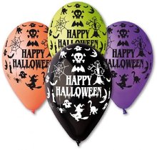 Balonek Happy Halloween potisk nafukovací pastel 30cm