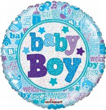 Kruh 45cm Baby Boy - foliov nafukovac balonek, narozen kluk