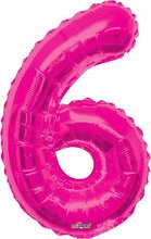 Číslice 6 velká 86cm růžová nafukovací, foliový balonek