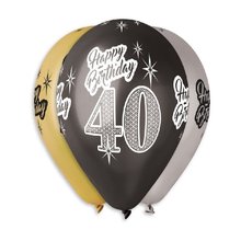 Nafukovac Balonky s slem 40 Happy Birthday,  5ks v balen