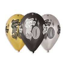 Nafukovac Balonky s slem 50 Happy Birthday,  5ks v balen