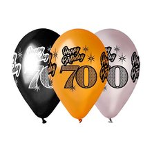 Nafukovac Balonky s slem 70 Happy Birthday,  5ks v balen