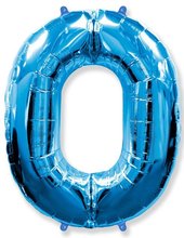 Číslice 0 flex modrá 102cm balonek foliový