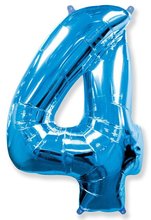 Číslice modrá 4 102cm, flex 40 nafukovací balonek foliový
