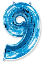Číslice 9 flex modrá 102cm balonek foliový nafukovací