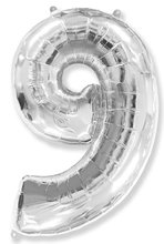 Číslice Flex stříbrná 9 102cm, 40 nafukovací balonek foliový