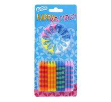 Svky dortov narozeninov s prouky 24ks, 4 barvy