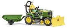 BRUDER 62104 BWORLD John Deere zahradn traktor, vozk, figurka