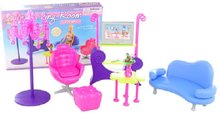 Glorie obývací pokoj barevný nábytek plastový pro panenky velikost barbie