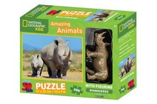 Puzzle 3D Nosorožec 100 dílků + figurka