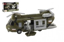 Vrtulnk/ Helikoptra vojensk plast 28cm na baterie + svtlo, zvuk 32cm